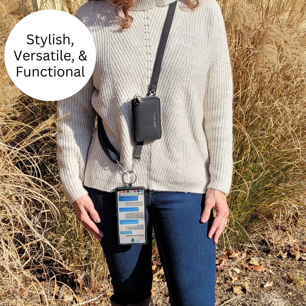 RFID Crossbody Phone Strap with Zippered Pouch