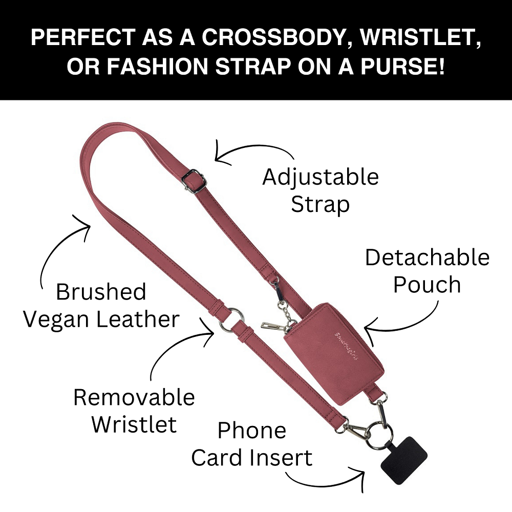 RFID Crossbody Phone Strap with Zippered Pouch