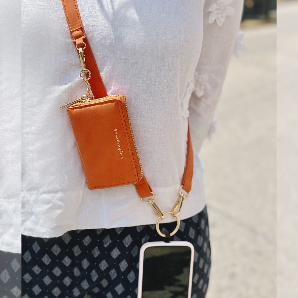 RFID Crossbody Phone Strap with Zippered Pouch
